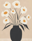 Poster - White Flowers in Black Vase