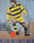 Plakat - Yellow Striped Soccer Player