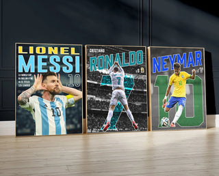 Fodbold plakater: CR7, Messi, Neymar, Mbappe m.m.