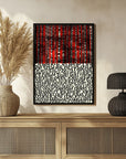 Plakat - Red Stripes and Fragmented Text