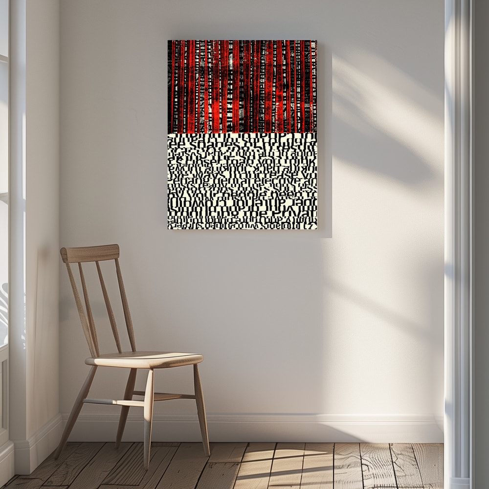 Canvas - Red Stripes and Fragmented Text
