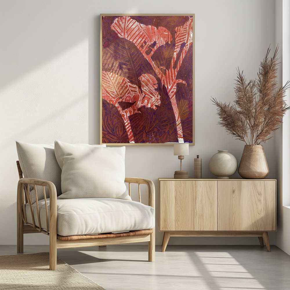 Plakat - Deep Red Jungle Foliage
