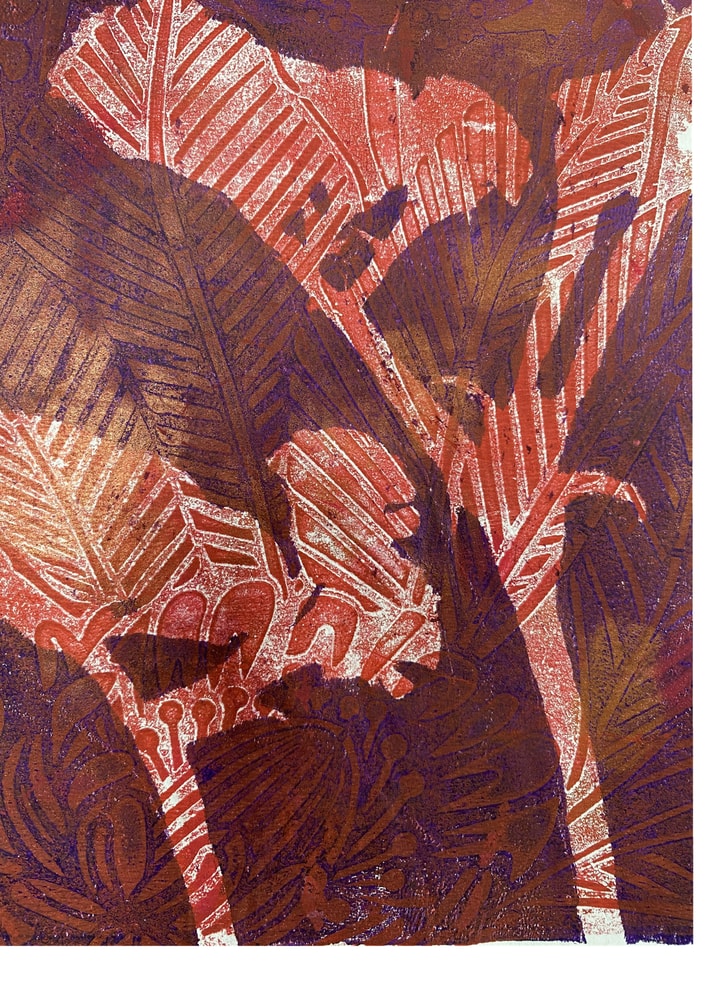 Plakat - Deep Red Jungle Foliage