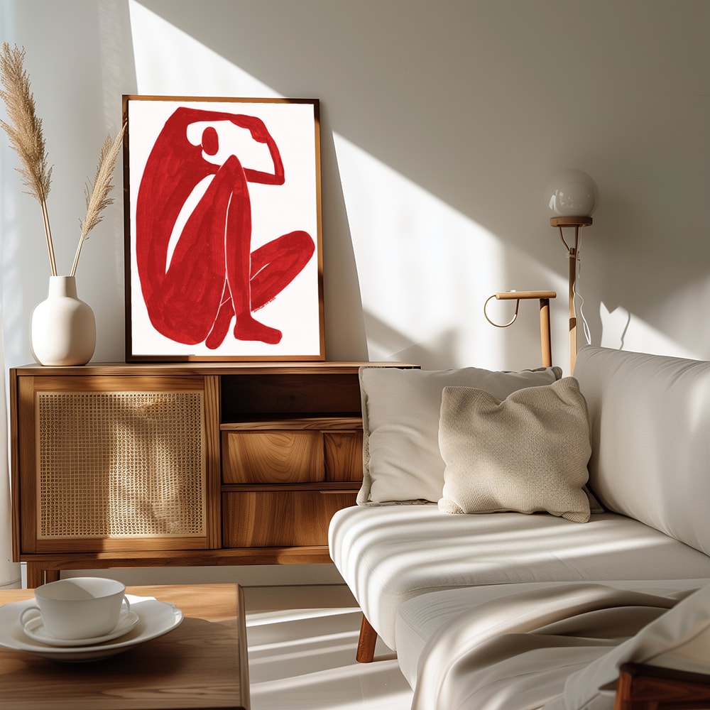 Plakat - Minimalist Red Embrace