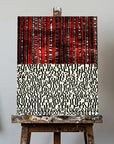 Canvas - Red Stripes and Fragmented Text