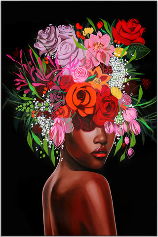 Plakat - Afrikansk kvinde med blomster - admen.dk