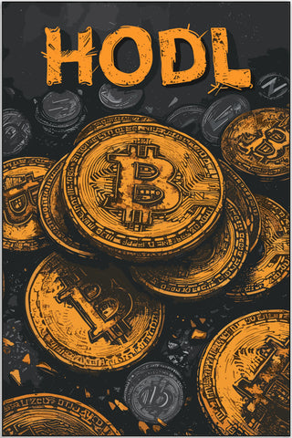 Plakat - Bitcoins orange kunst