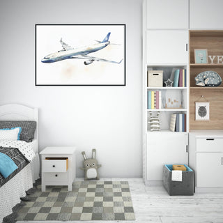 Plakat - Hvid Boeing 777 - admen.dk