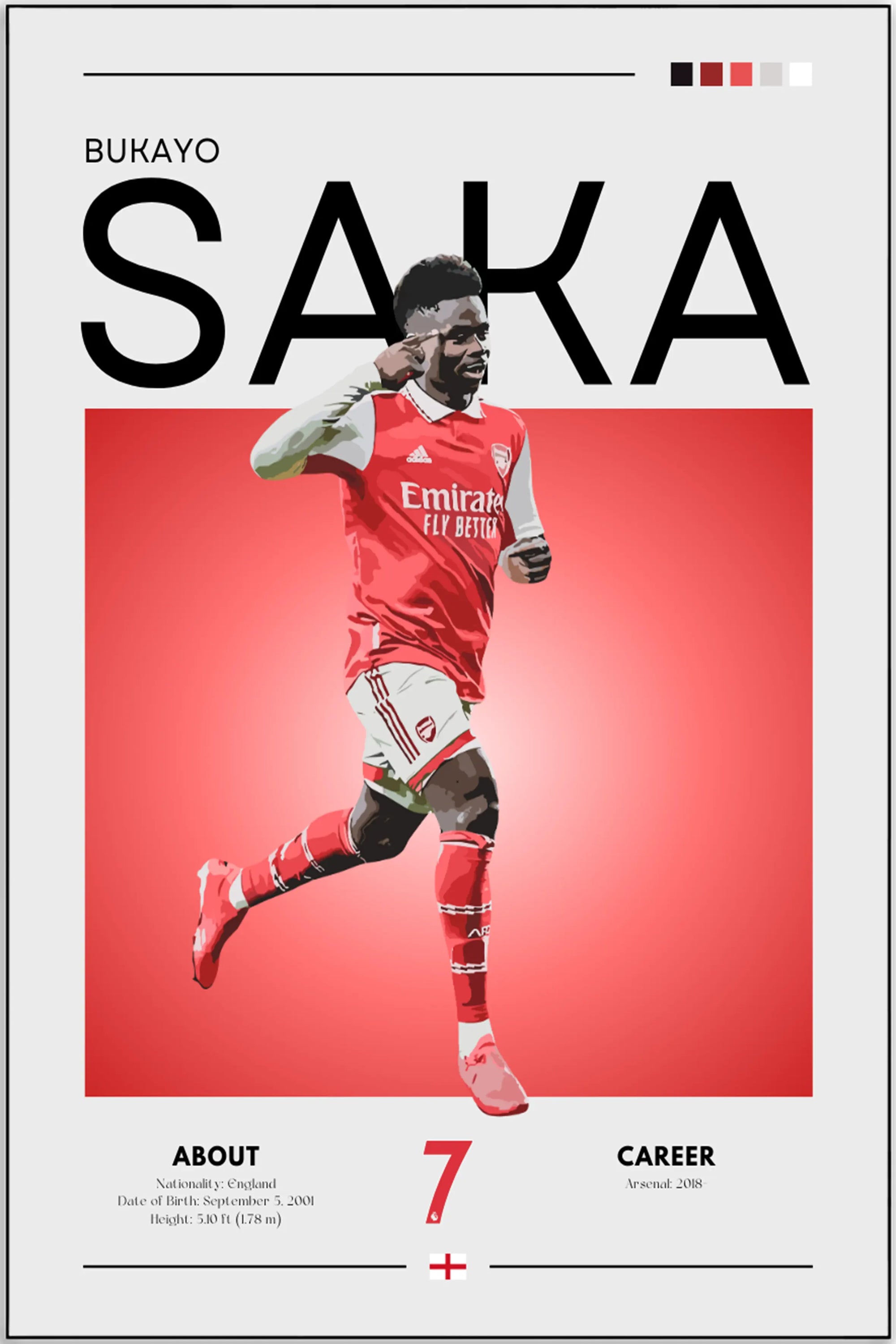 Plakat - Bukayo Saka grafisk look - Admen.dk