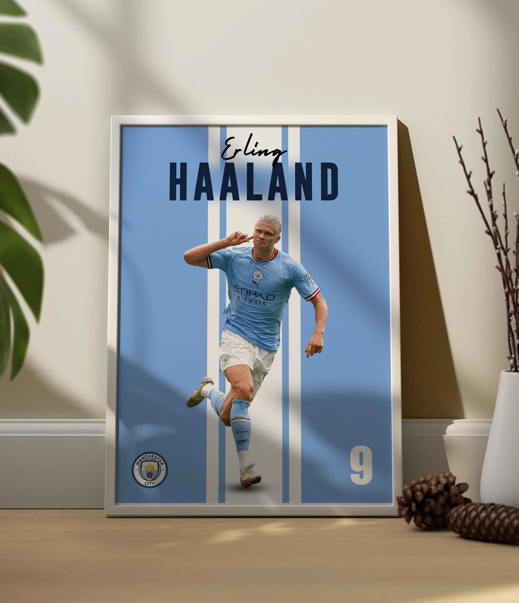 Plakat - Erling Haaland i striber - Admen.dk