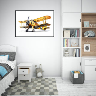 Plakat - Guld flyvemaskine
