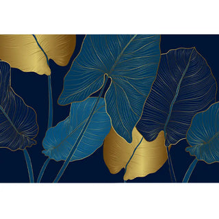 Tapet - gyldne blå blade