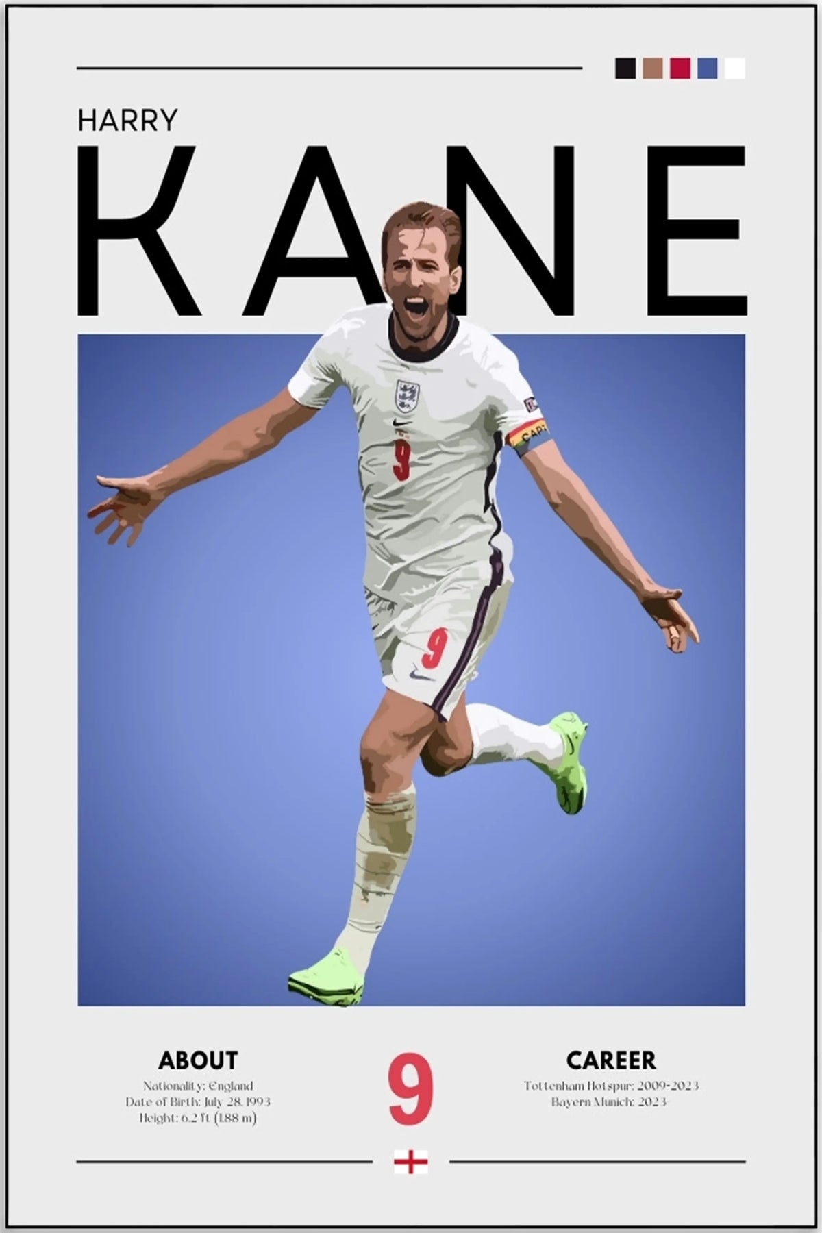 Plakat - Harry Kane grafisk look