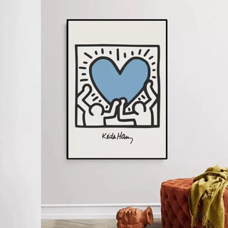 Plakat - Keith Haring heart kunst - admen.dk