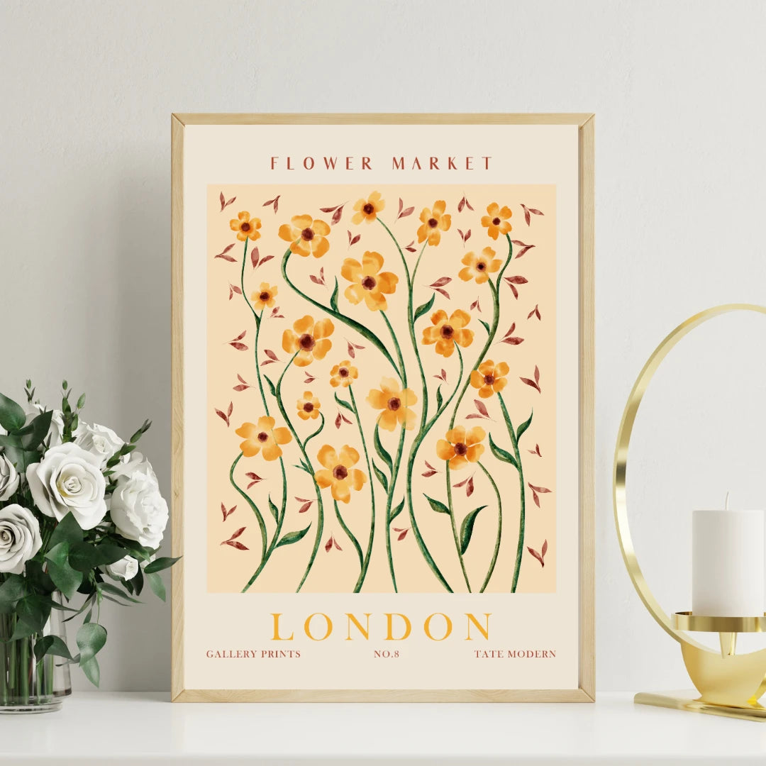 Plakat - London yellow - Flower market - Admen.dk