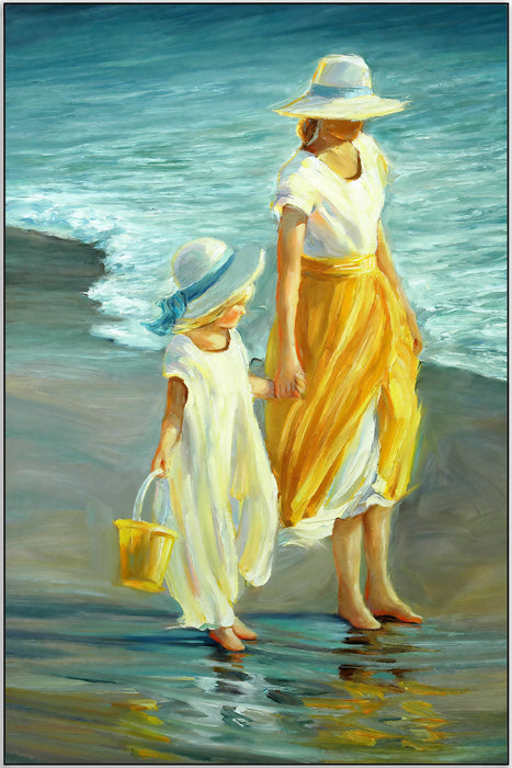 Plakat - Mor og datter ved stranden kunst