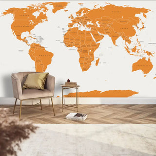 Tapet - Verdenskort orange