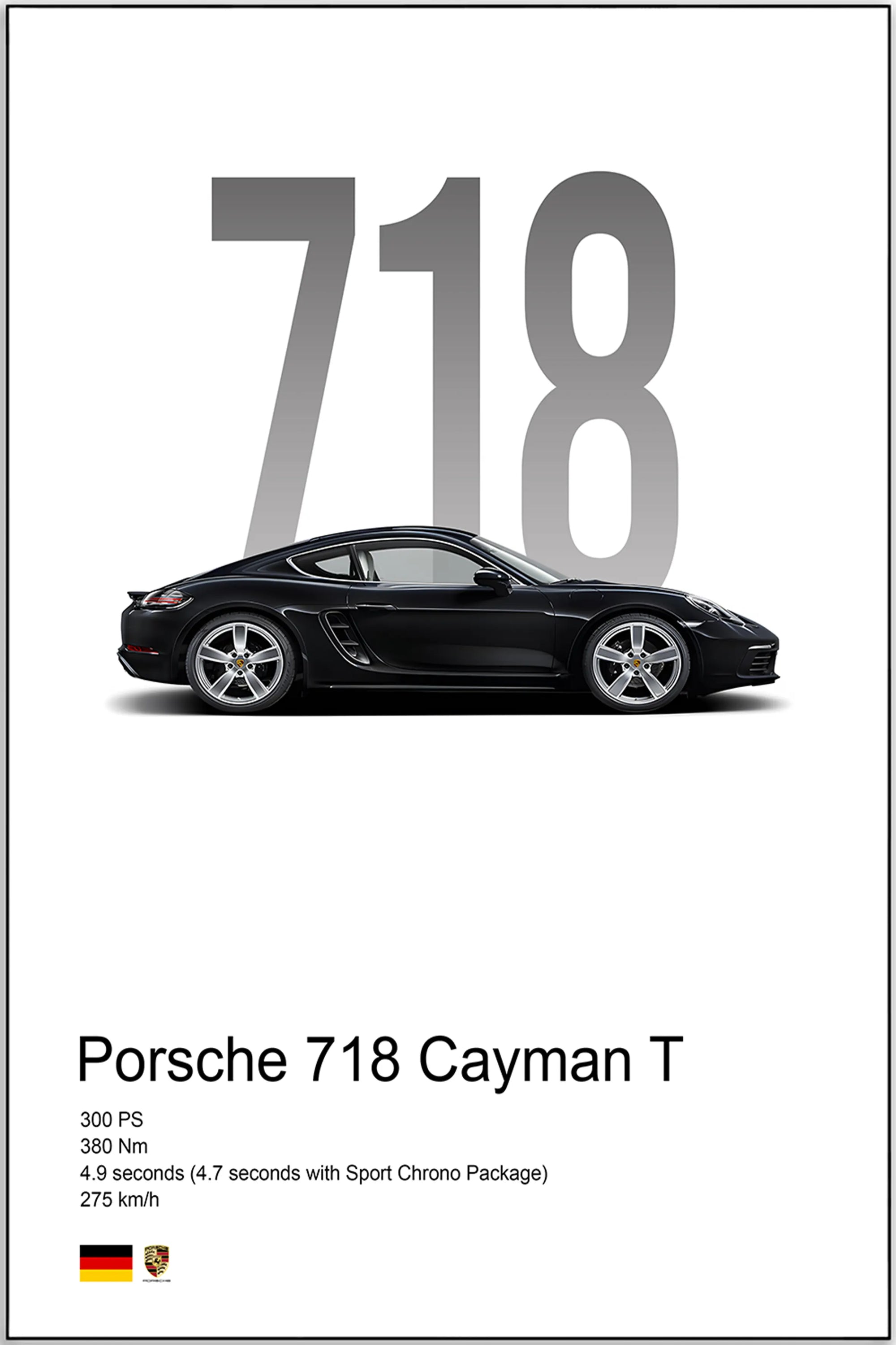 Plakat - Porsche 718 Cayman Black kunst - Admen.dk