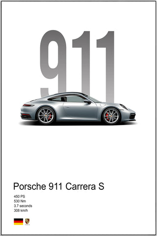 Plakat - Porsche 911 Carrera S kunst - admen.dk