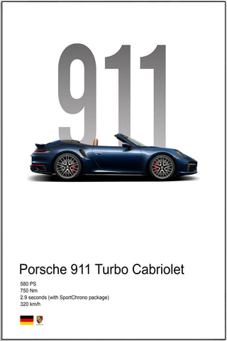 Plakat - Porsche 911 Turbo Cabriolet - admen.dk