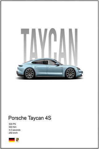 Plakat - Porsche Taycan 4S kunst - admen.dk