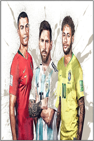 Plakat - Ronaldo, Messi og Neymar kunst