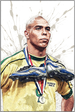 Plakat - Ronaldo  med Brasilien kunst - admen.dk