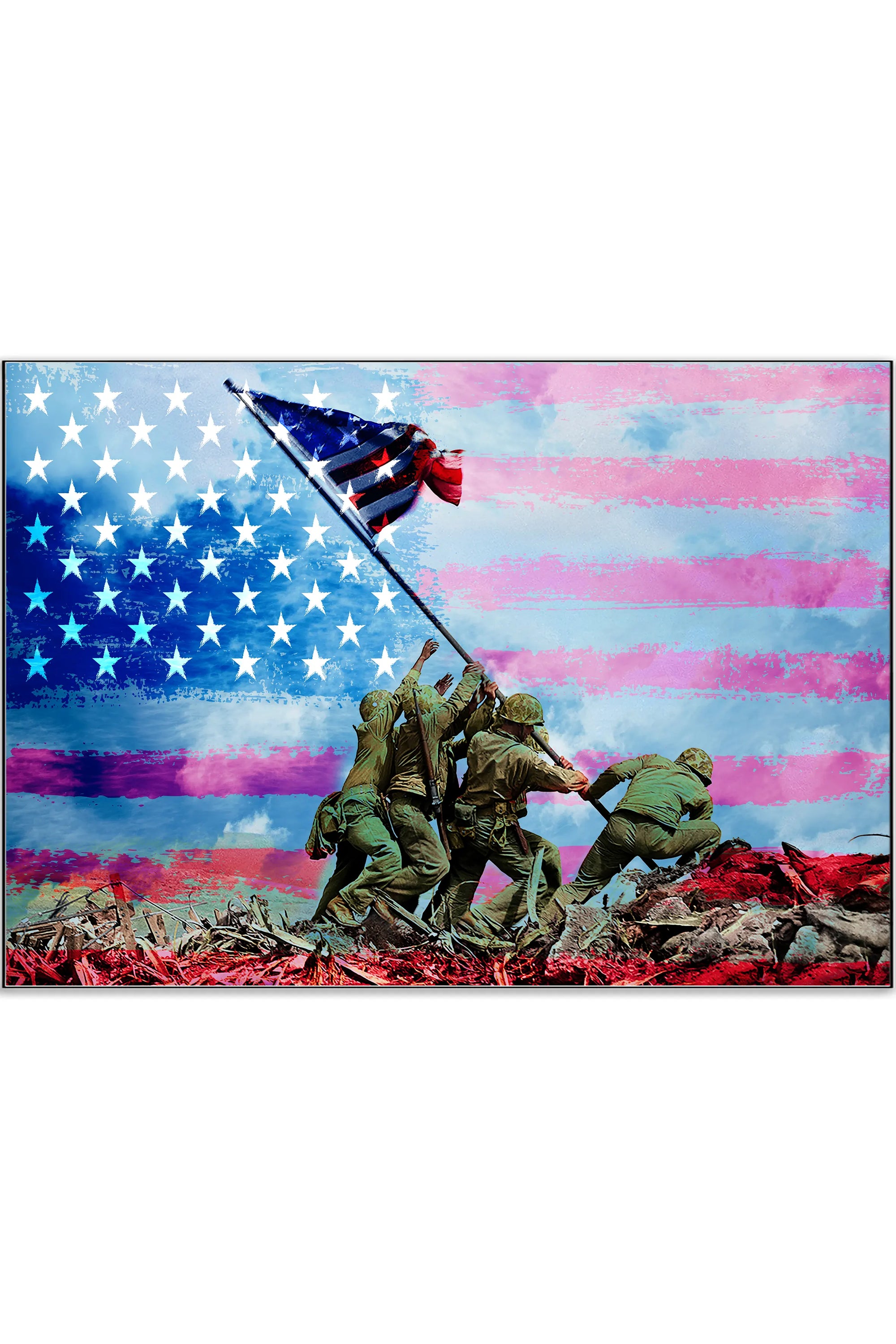 Plakat - USA flag hejses på Iwo Jima