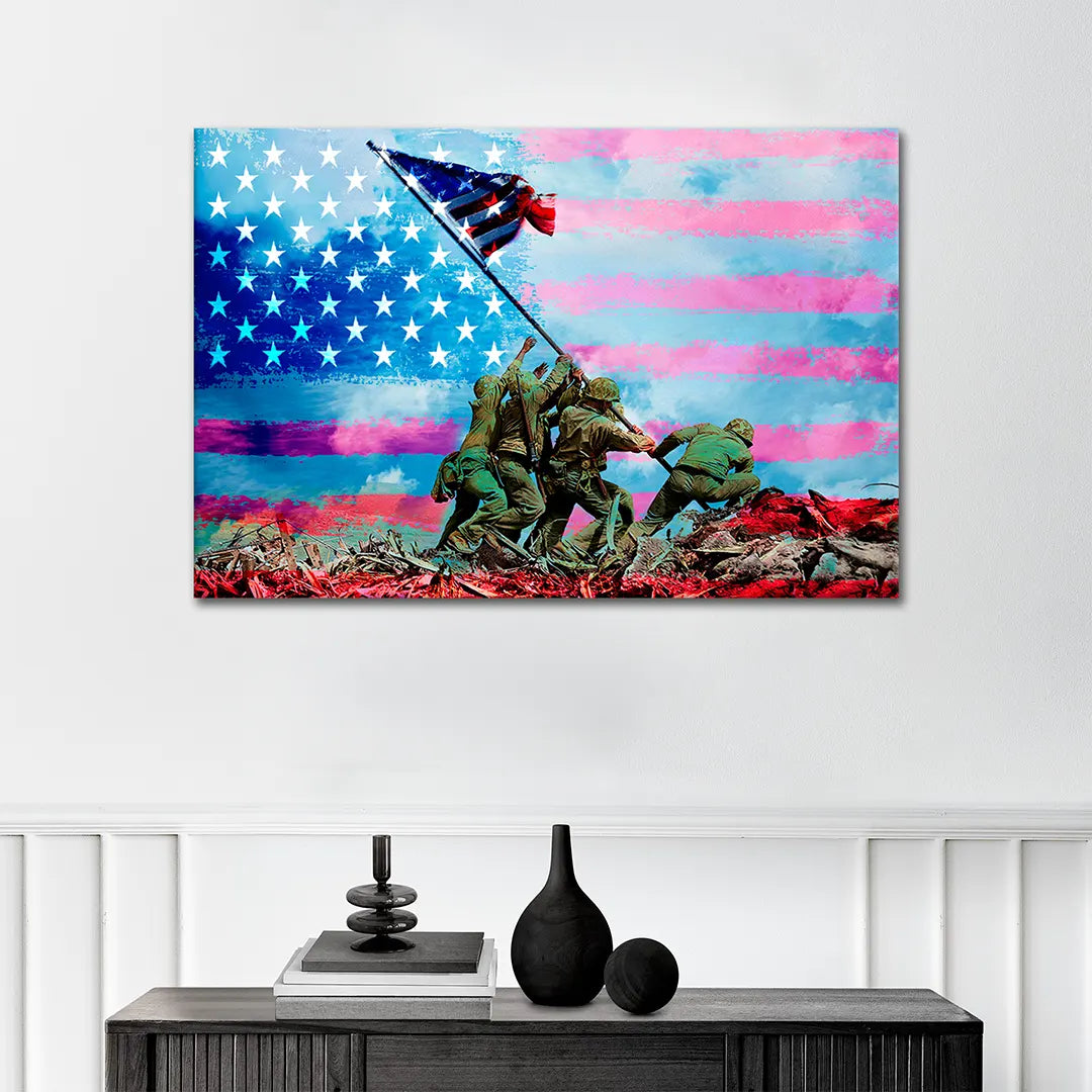 Plakat - USA flag hejses på Iwo Jima