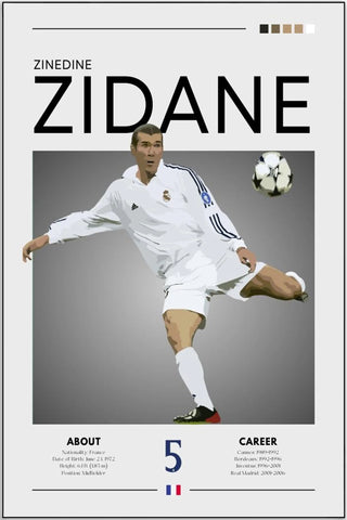 Plakat - Zinedine Zidane Real Madrid look - admen.dk