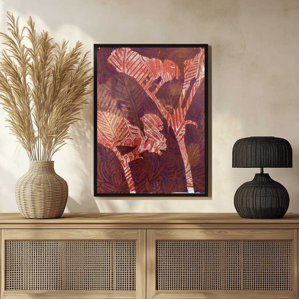 Plakat - Deep Red Jungle Foliage