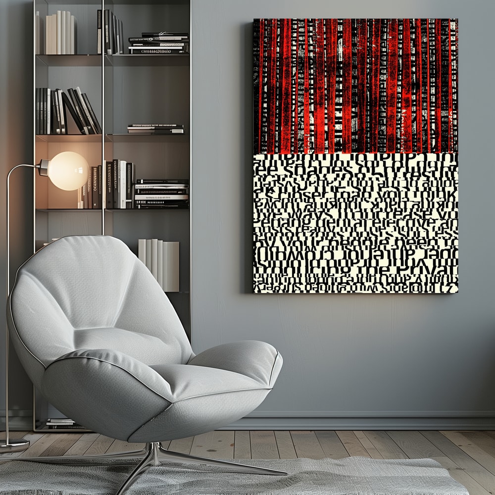 Canvas - Red Stripes and Fragmented Text