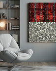 Canvas - Red Stripes and Fragmented Text