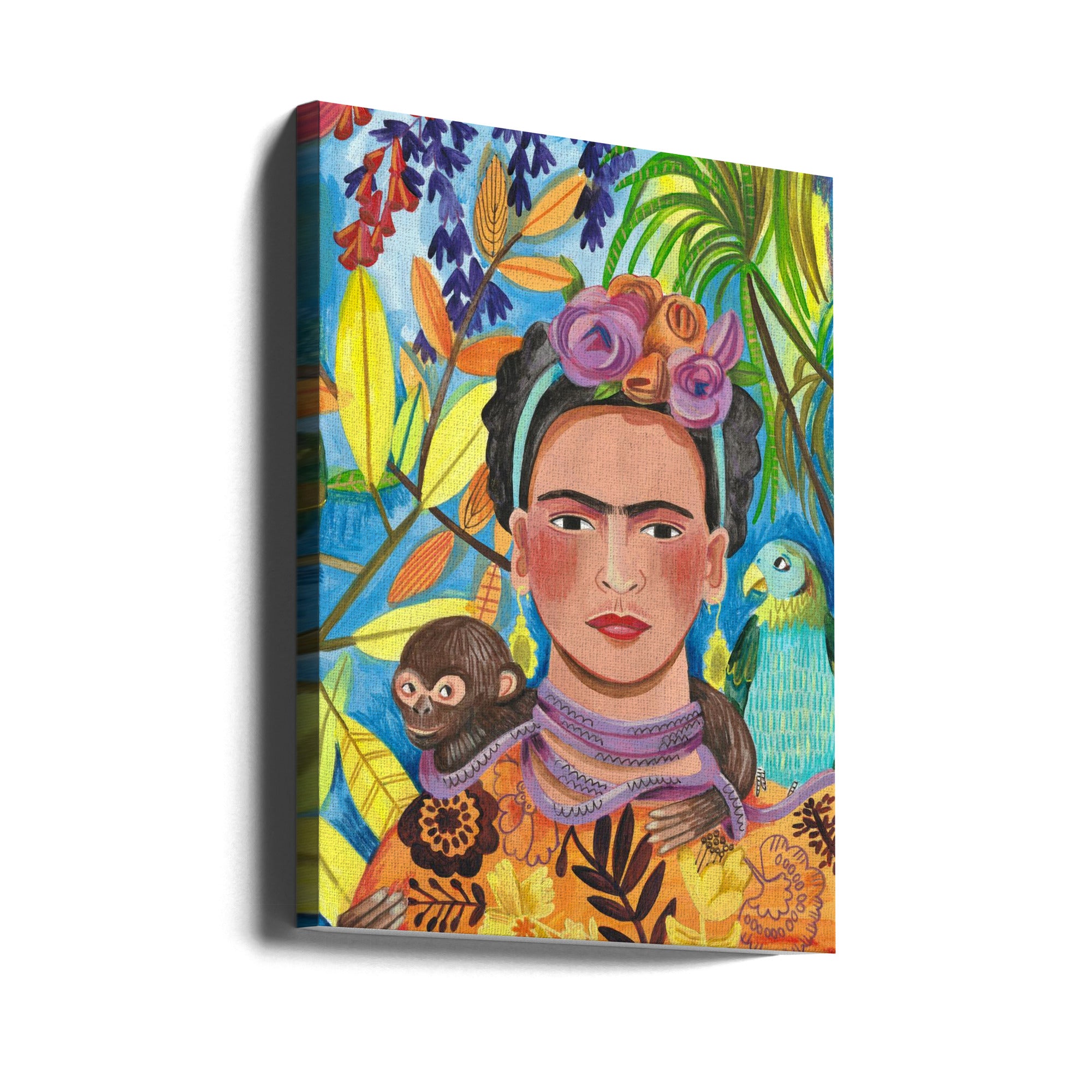 Canvas - Frida and her parrots - Admen.dk