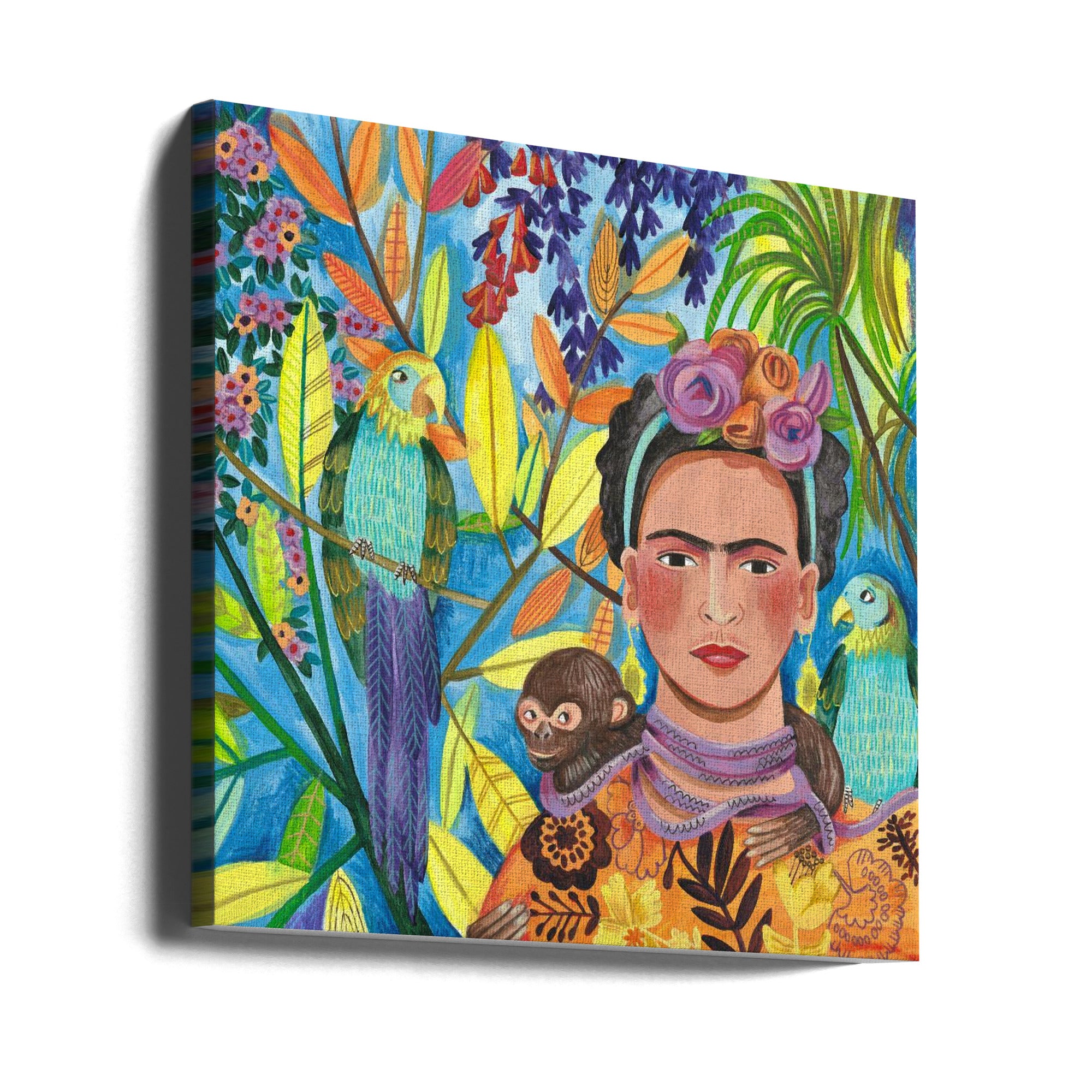 Canvas - Frida and her parrots - Admen.dk