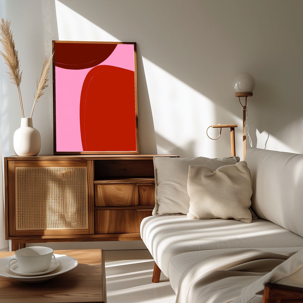 Plakat - Curved Red Shapes