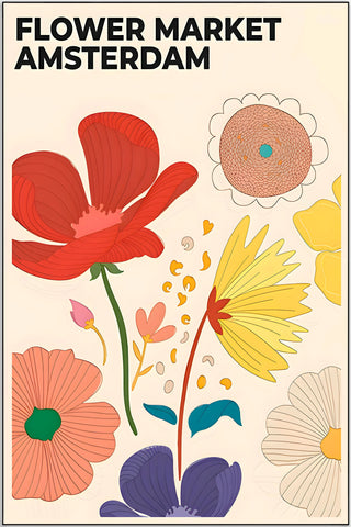 Plakat - Farverige blomster - Flower market