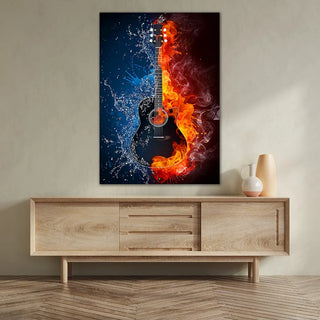 Plakat - Guitar med ild og vand