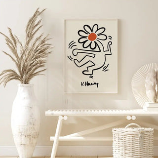 Plakat - Keith Haring flowers kunst