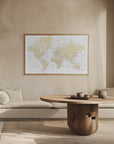 Plakat - Soft florals world map with cities, Remy