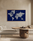 Plakat - Watercolor world map with cities, Kawena