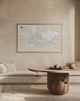 Plakat - Rustic world map with cities, Deuce
