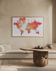 Plakat - Watercolor world map with cities, Keats