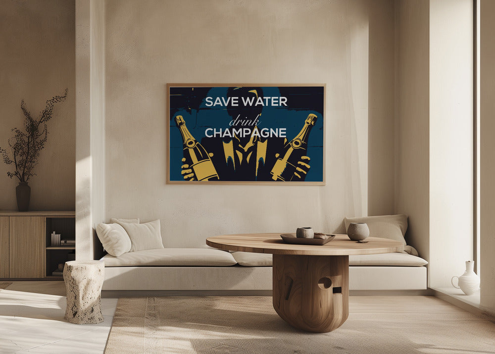 Plakat - Save water - Drink champagne