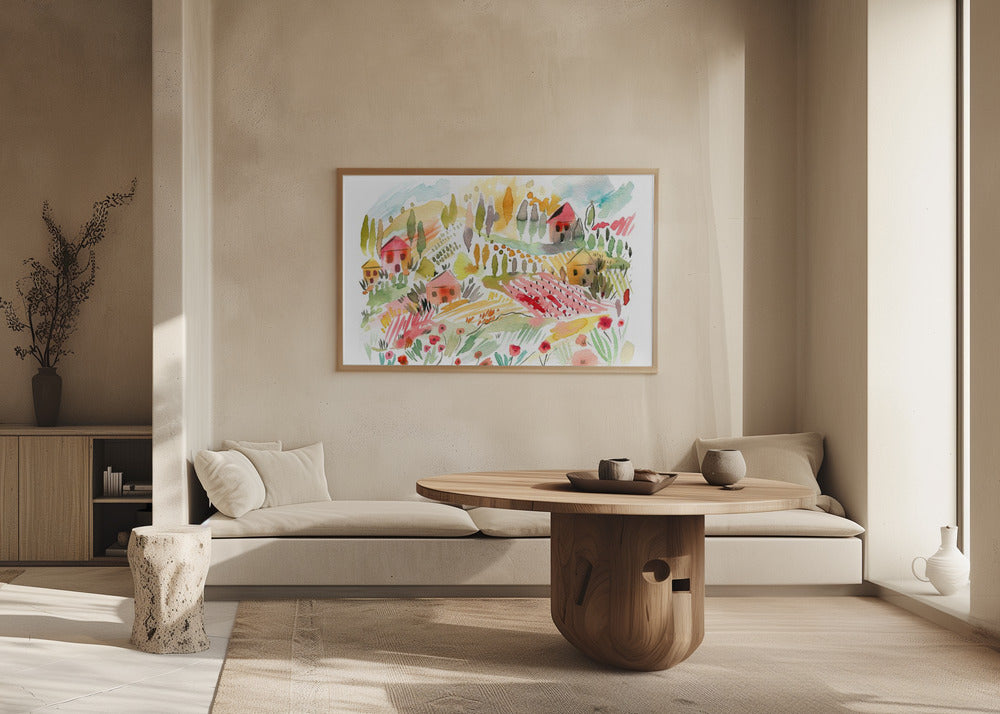 Poster - Tuscany Watercolor Landscape 1