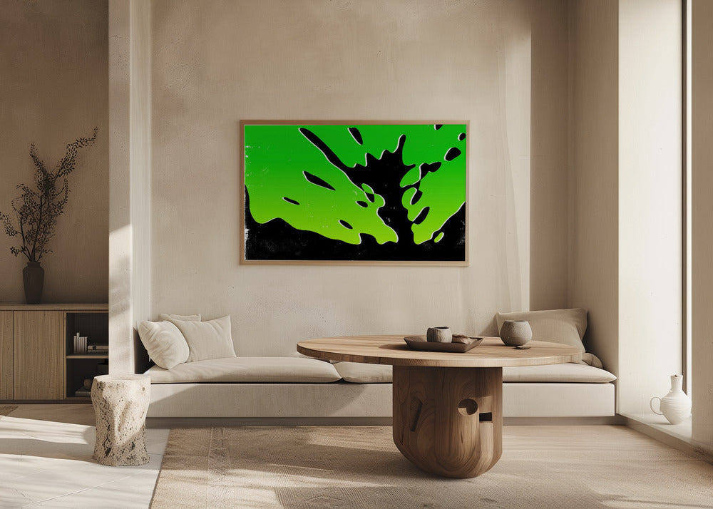 Plakat - Lime Green with Black Splash
