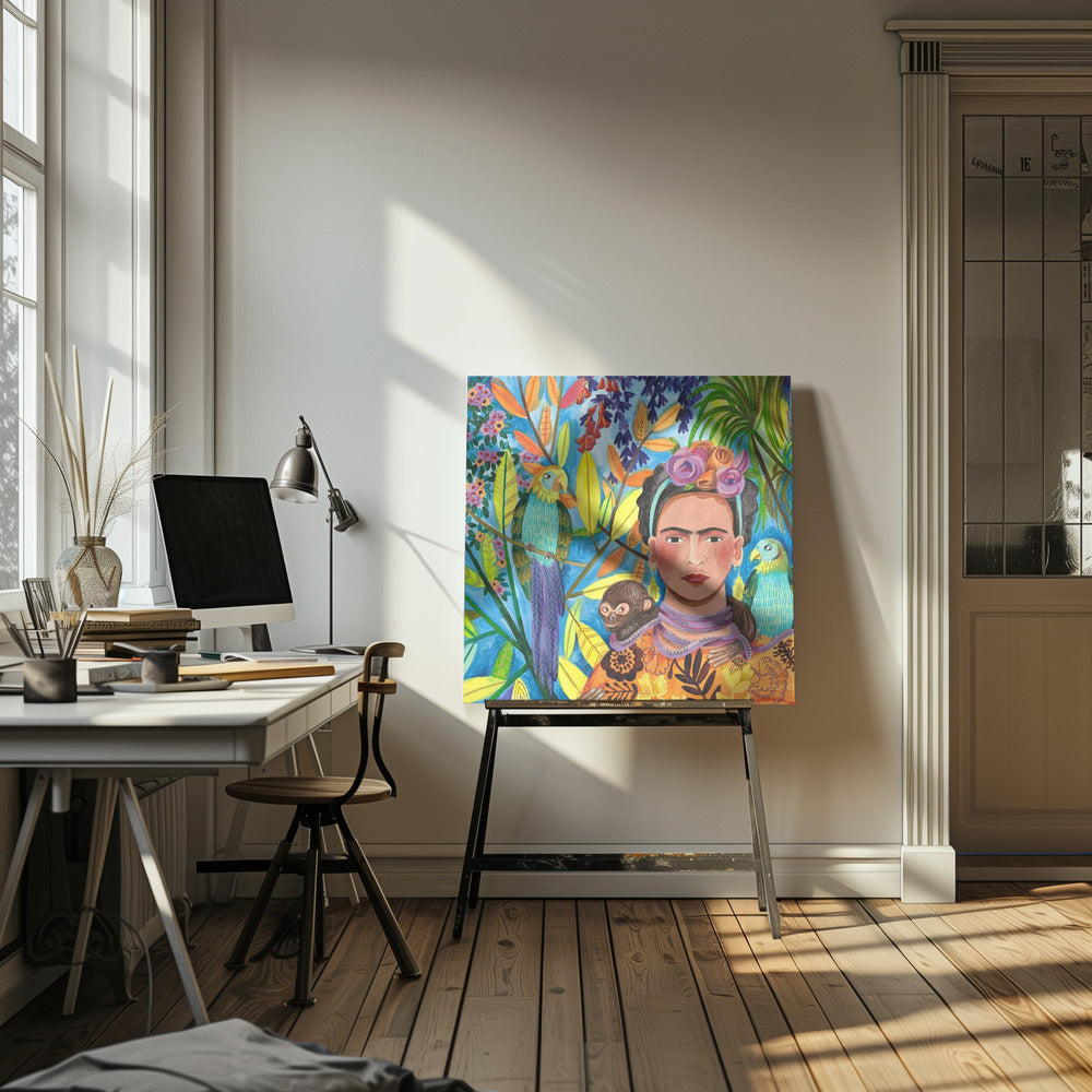 Canvas - Frida and her parrots - Admen.dk