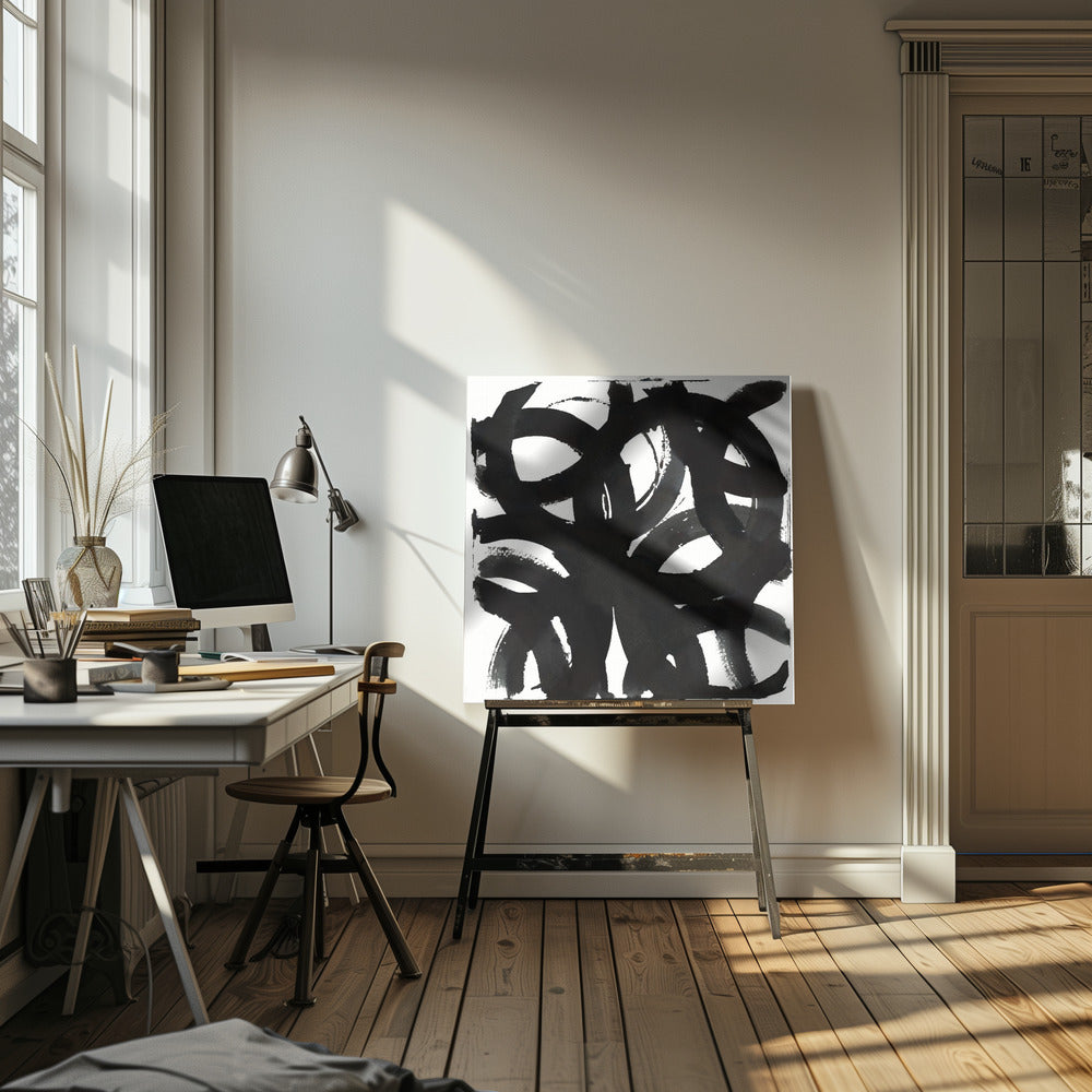 Akustik - Black Ink Curls Print - Admen.dk
