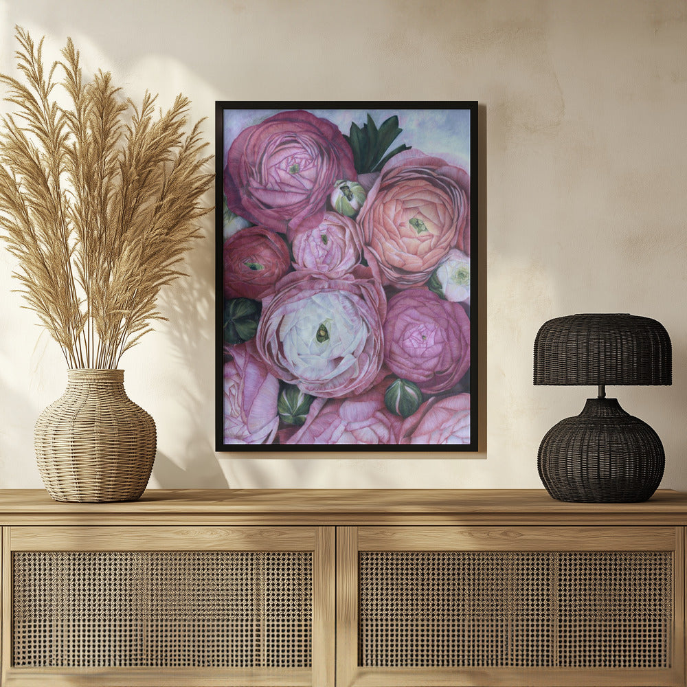 Plakat - Arleth ranunculus bouquet in cold pink