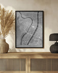 Plakat - Gray vintage map of Lyon downtown France